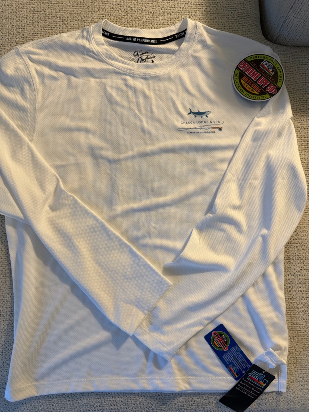 White Long-Sleeve 50SPF Performance Shirt - Men's